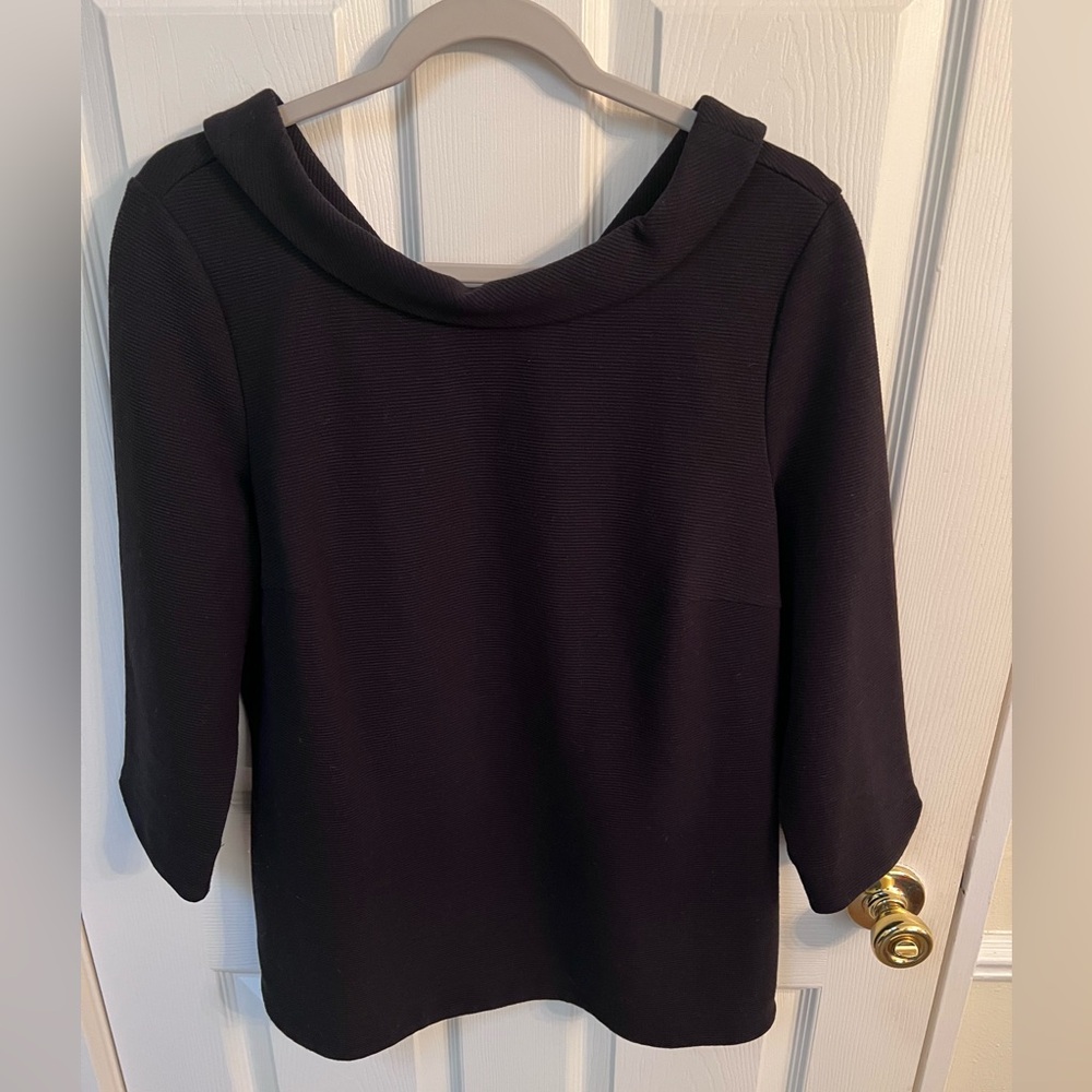Boden Black Top with Rolled Collar